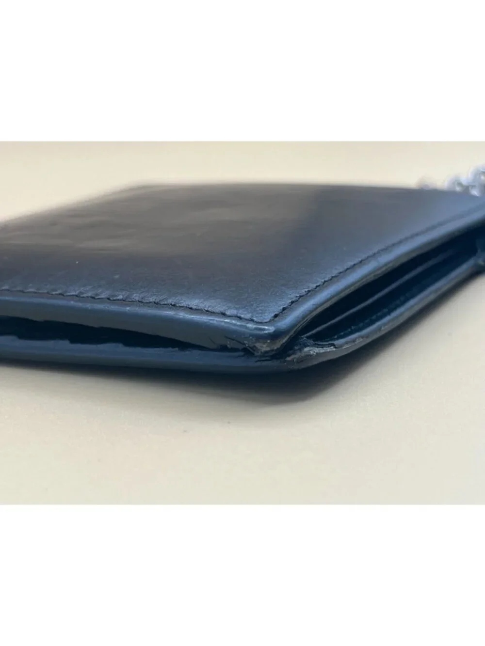 CELINE Bi-Fold Wallet with Chain Black Calfskin Silver 10C693BLX.38SI + Cards
